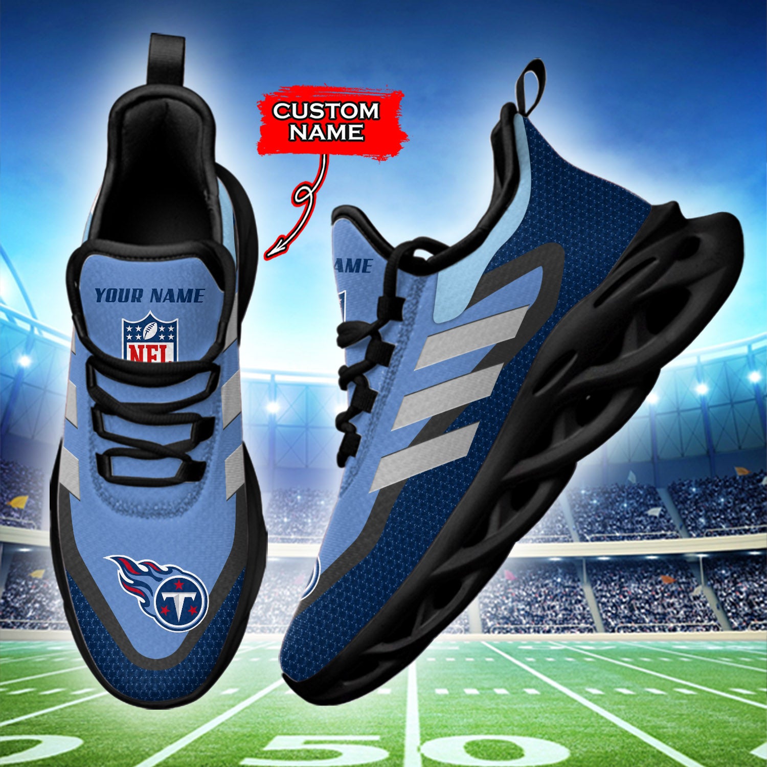 Personalized Tennessee Titans NFL Max Soul Shoes Sneakers for Men And Women – NFL Football Fan Shoes, Team Sneakers - Image 3