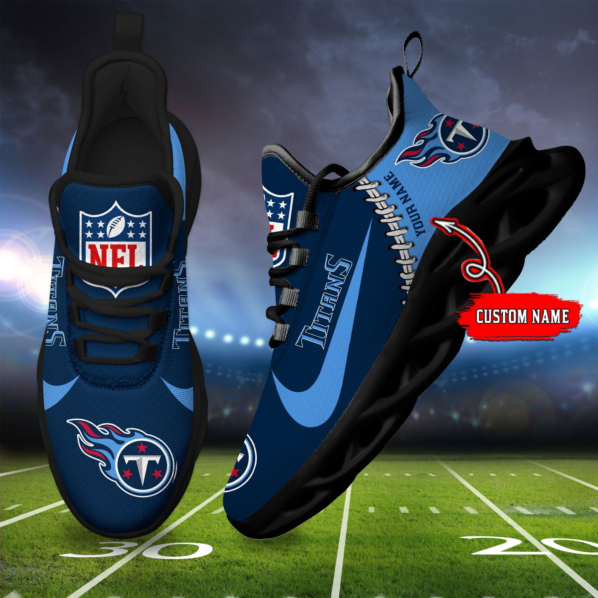 Personalized Tennessee Titans NFL Max Soul Shoes Sneakers for Men And Women – NFL Football Fan Shoes, Team Sneakers - Image 3