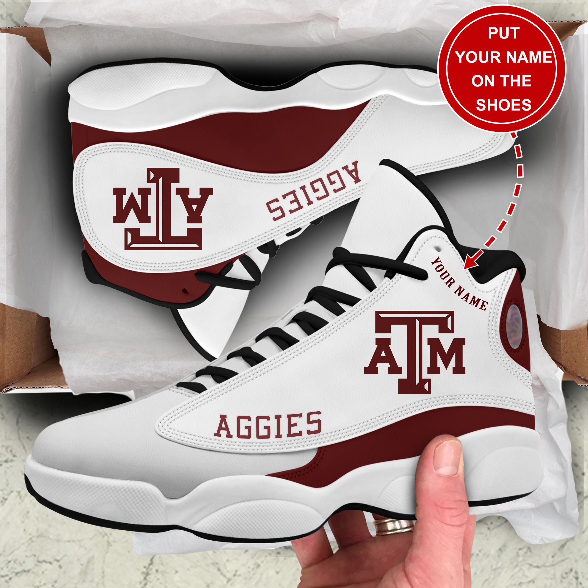 Personalized Texas A&M Aggies JD13 Sneakers Shoes for Men & Women | Personalized Gift for Style Lovers