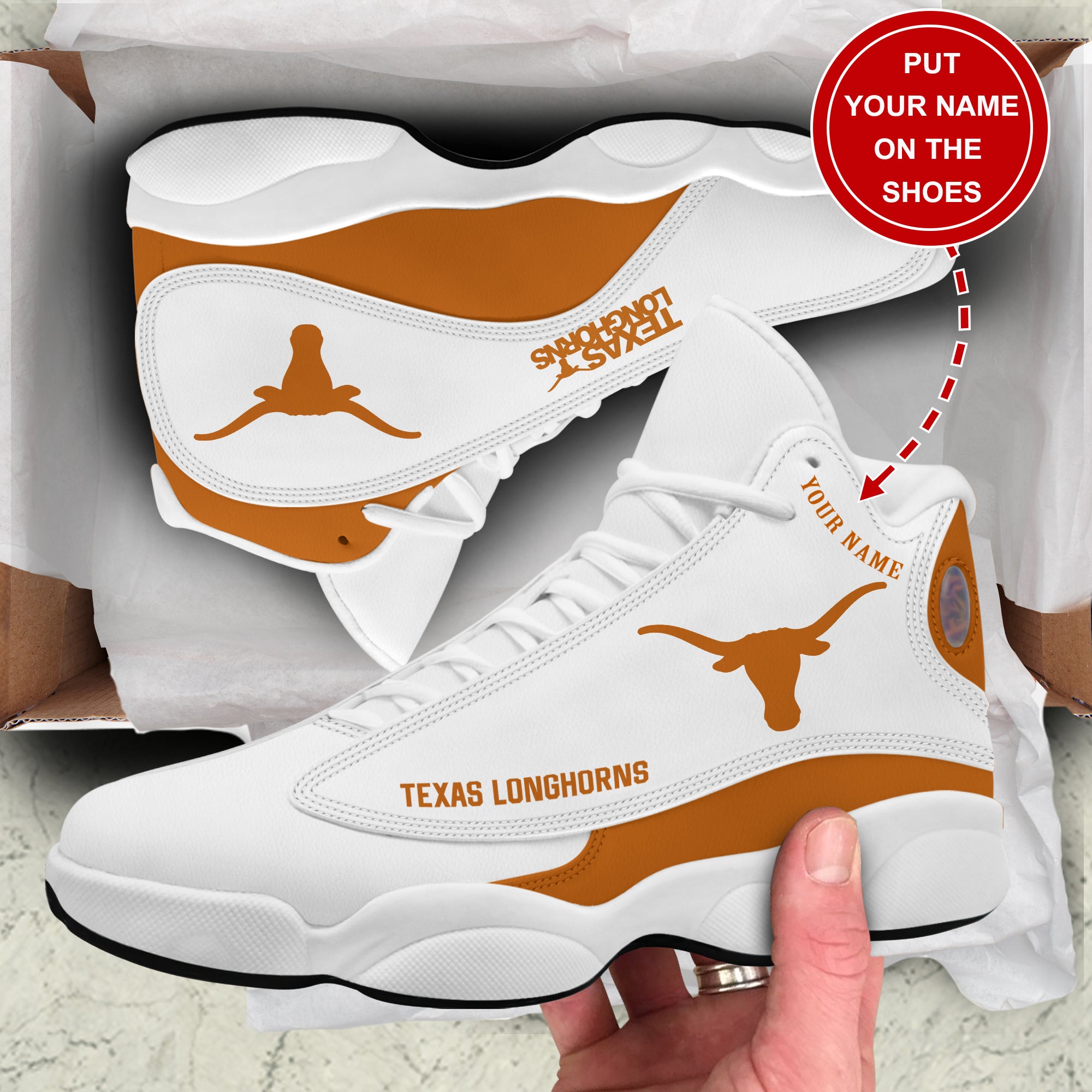 Personalized Texas Longhorns JD13 Sneakers Shoes for Men & Women | Custom Fan Gift