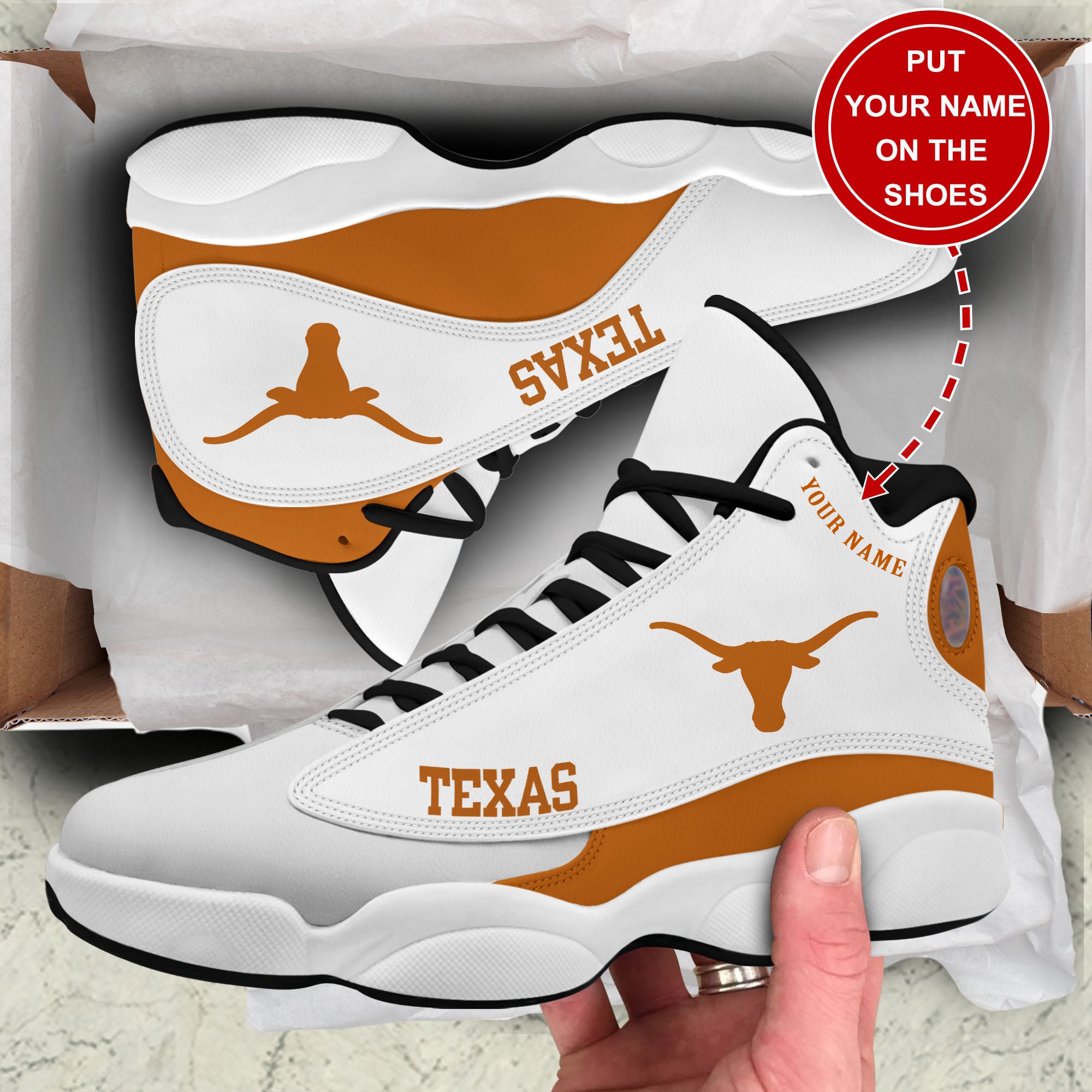 Personalized Texas Longhorns JD13 Sneakers Shoes for Men & Women | Custom Fan Gift
