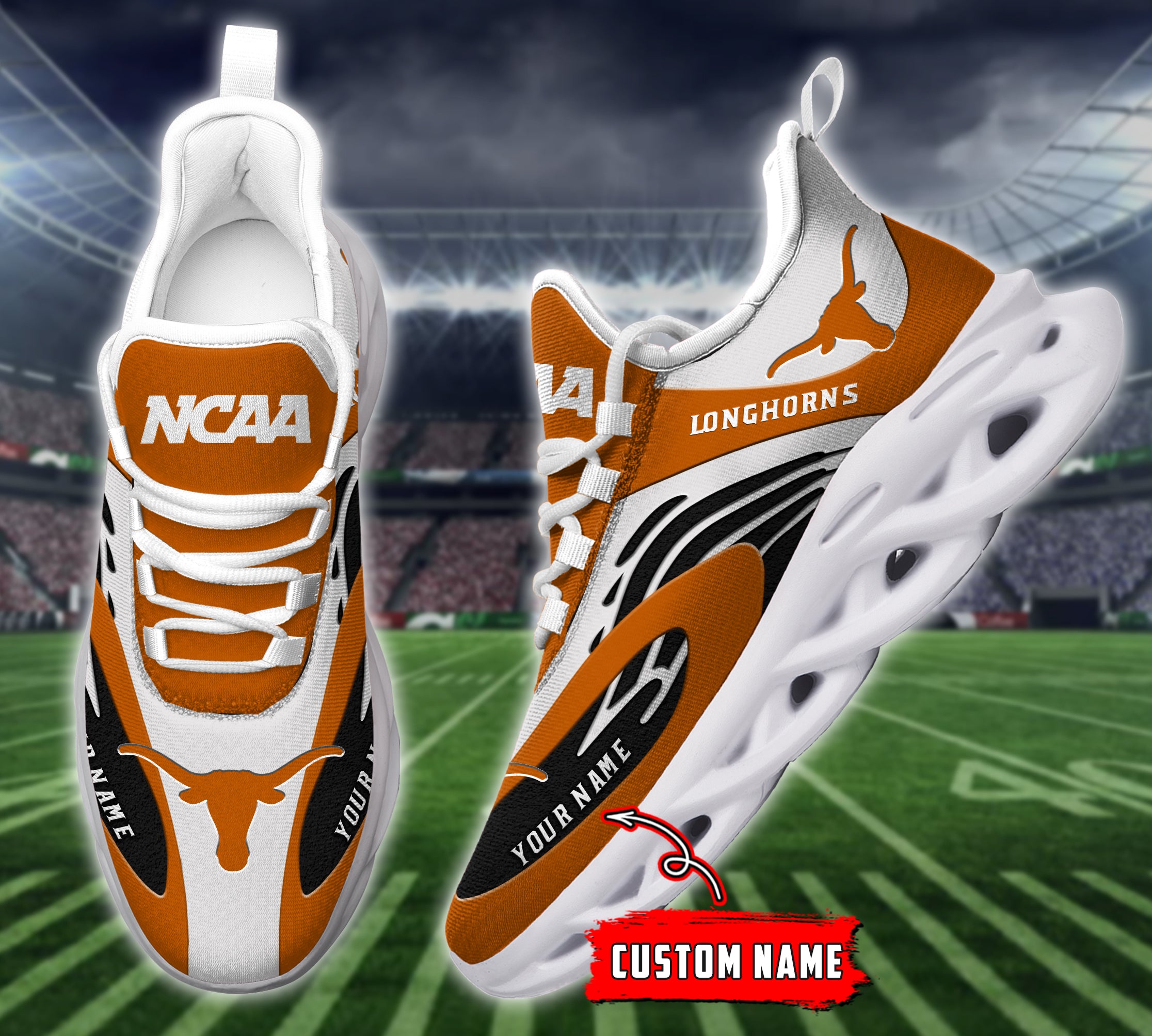 Personalized Texas Longhorns NCAA Max Soul ShoesSneakers for Men And Women – NCAA Fan Shoes, Team Sneakers