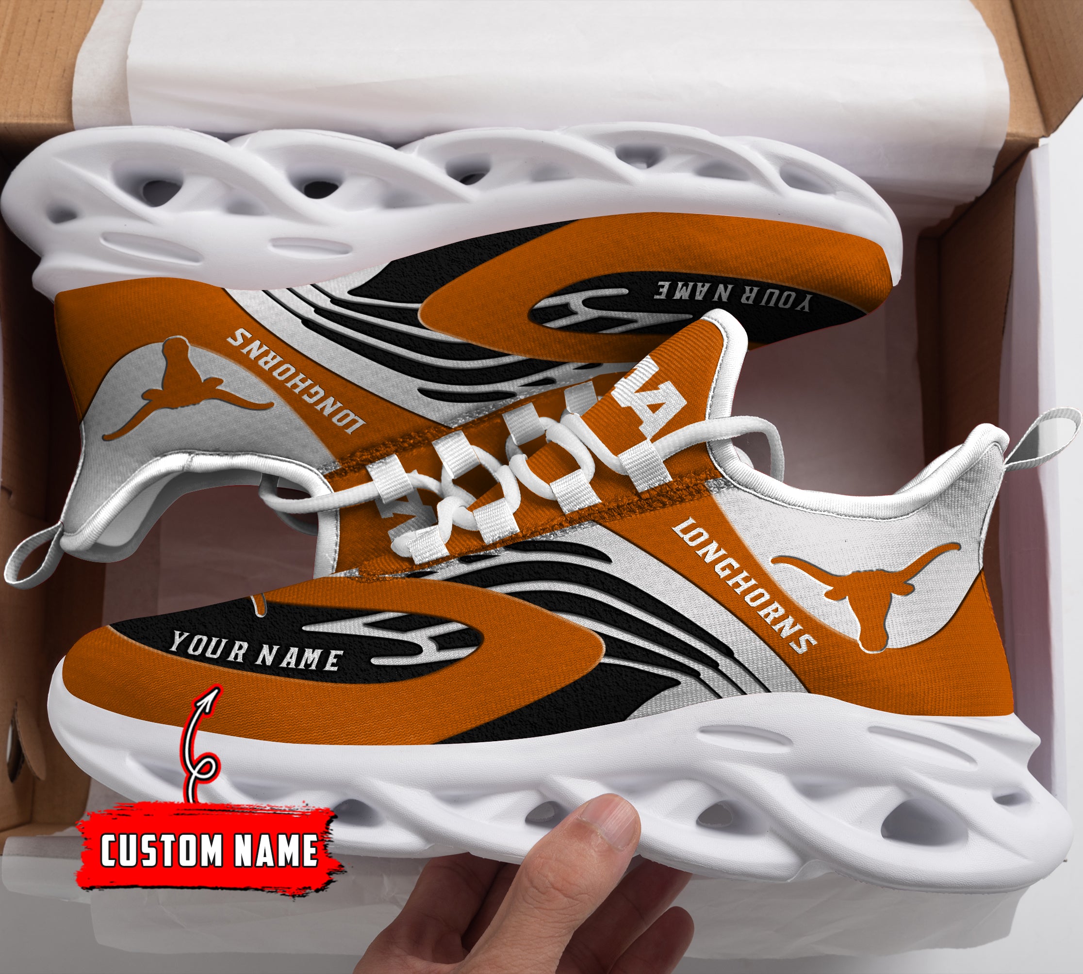 Personalized Texas Longhorns NCAA Max Soul ShoesSneakers for Men And Women – NCAA Fan Shoes, Team Sneakers - Image 3