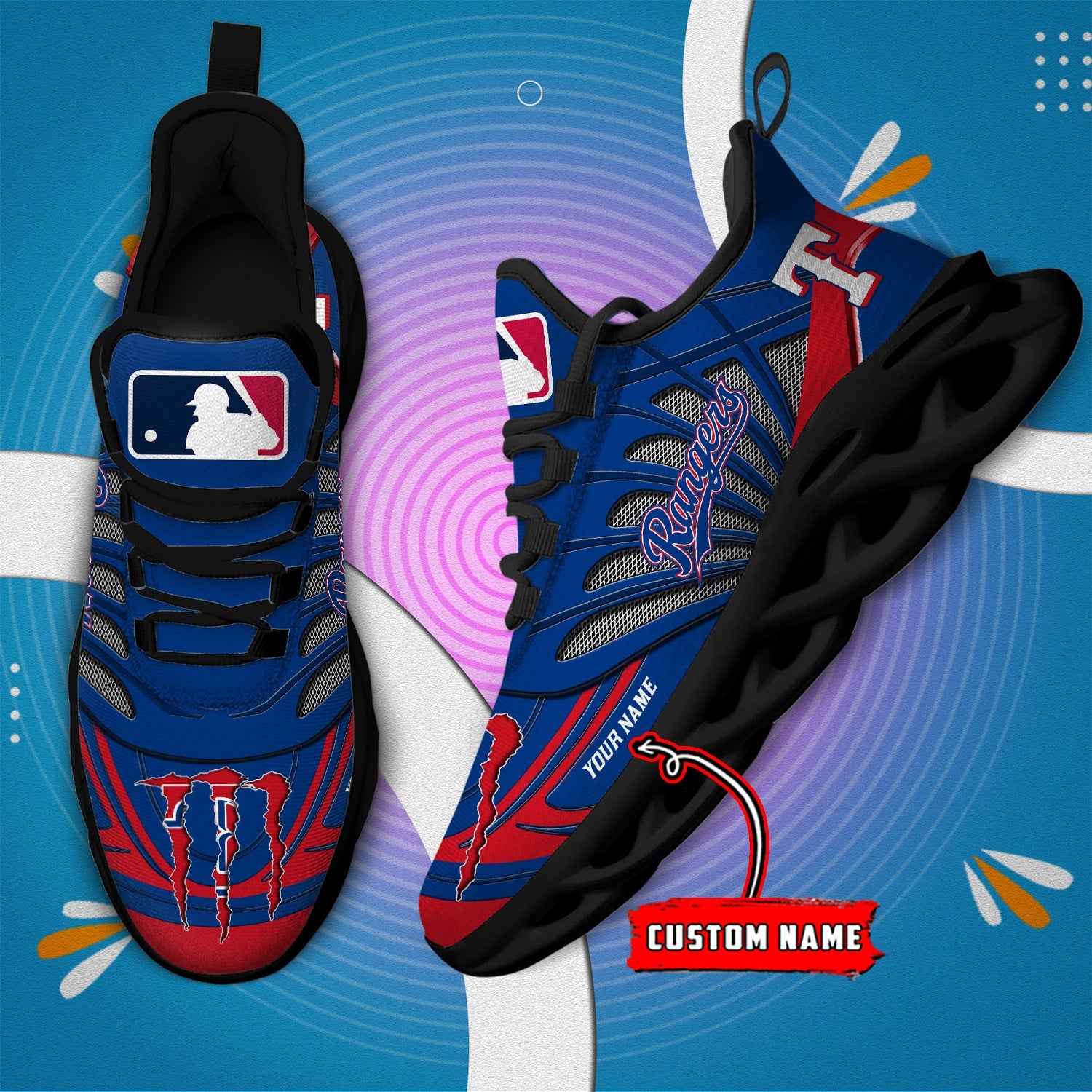Personalized Texas Rangers MLB Max Soul ShoesSneakers for Men And Women – MLB Baseball Fan Shoes, Team Sneakers - Image 3
