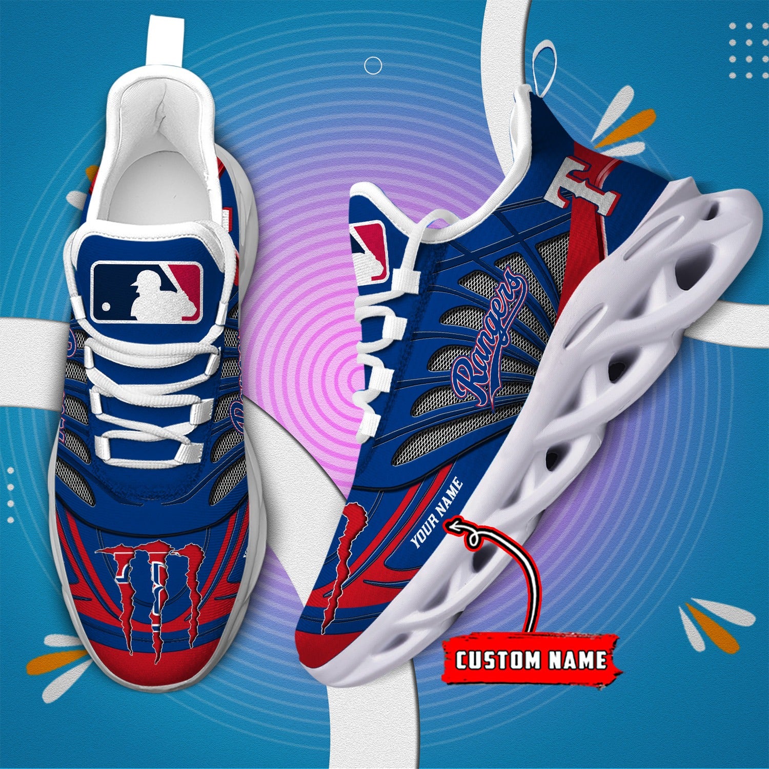 Personalized Texas Rangers MLB Max Soul ShoesSneakers for Men And Women – MLB Baseball Fan Shoes, Team Sneakers - Image 4