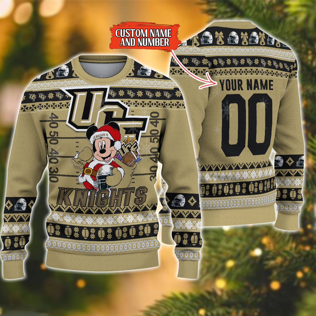 Personalized UCF Knights Mickey Ugly Christmas Sweater,