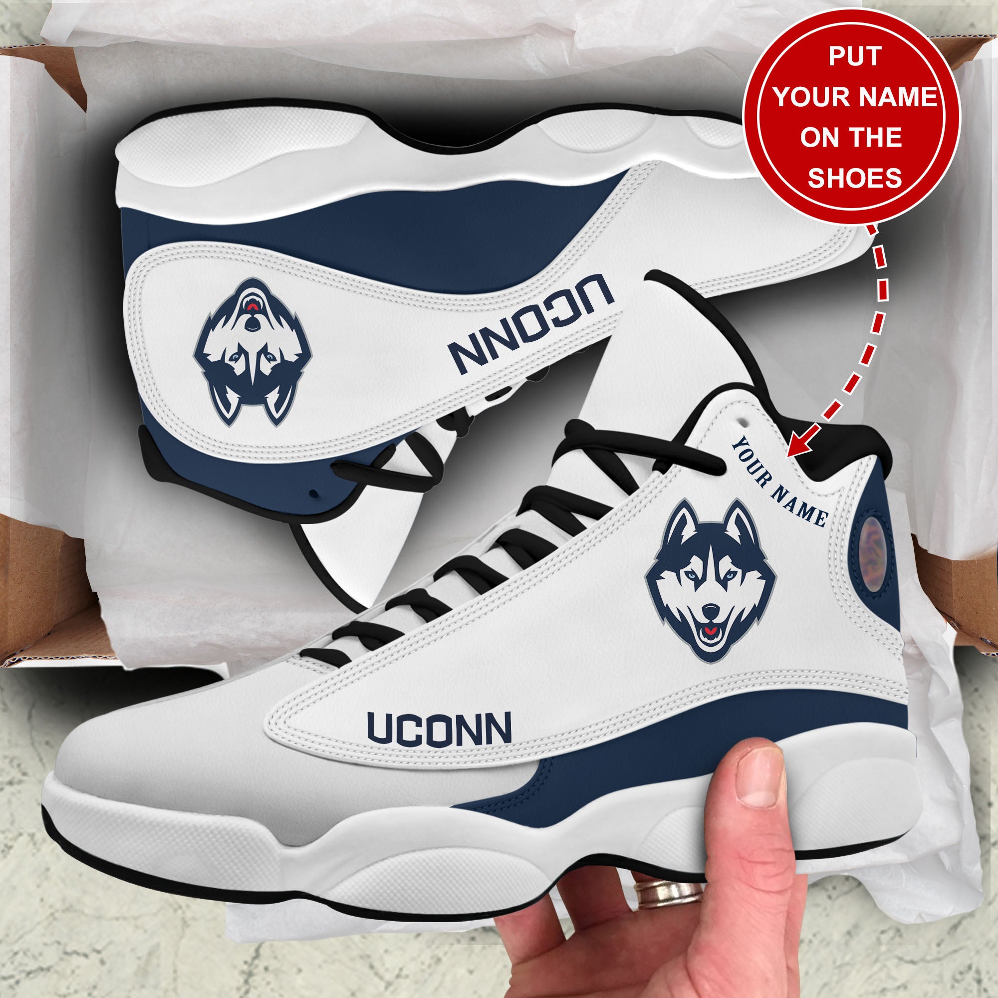 Personalized UConn Huskies JD13 Sneakers Shoes for Men & Women | Custom Fan Gift