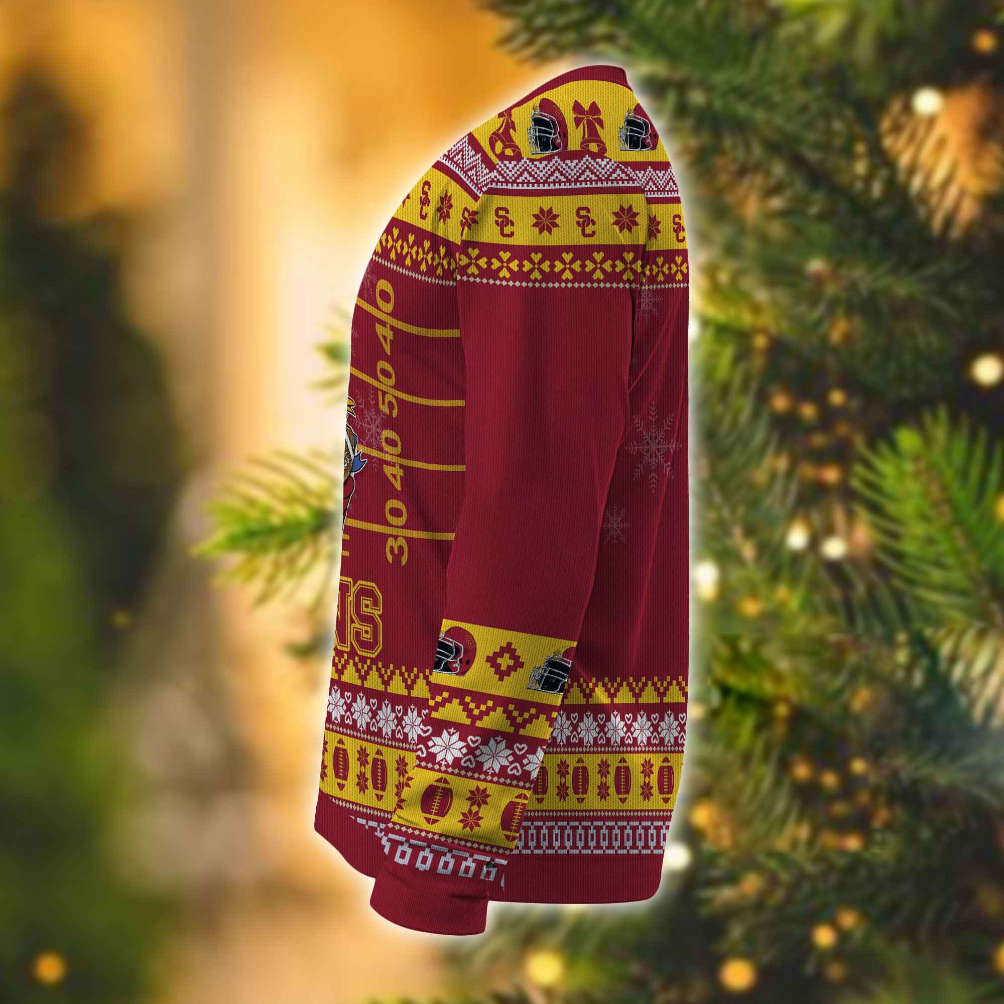 Personalized USC Trojans Mickey Ugly Christmas Sweater, - Image 4