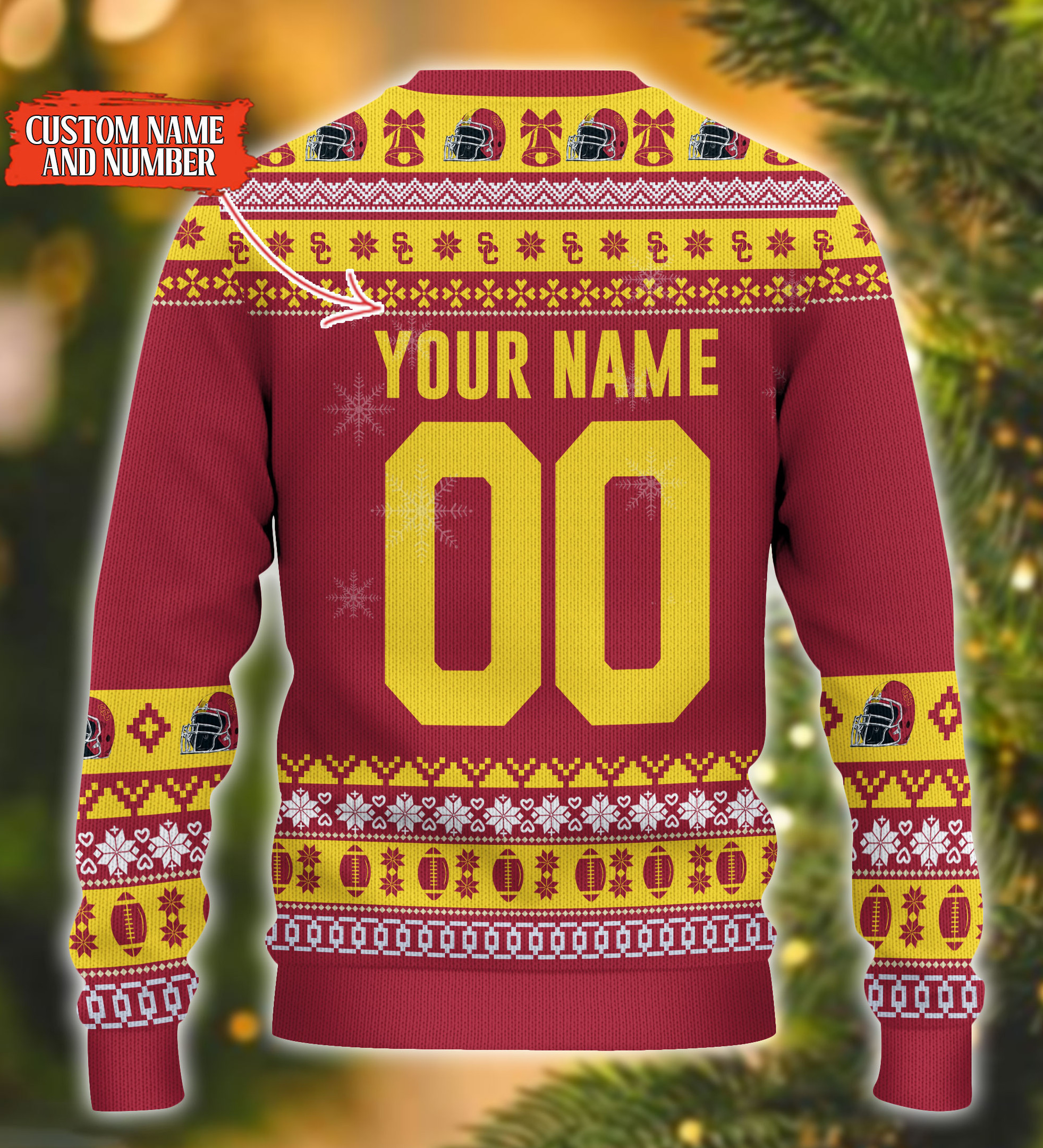 Personalized USC Trojans Mickey Ugly Christmas Sweater, - Image 3