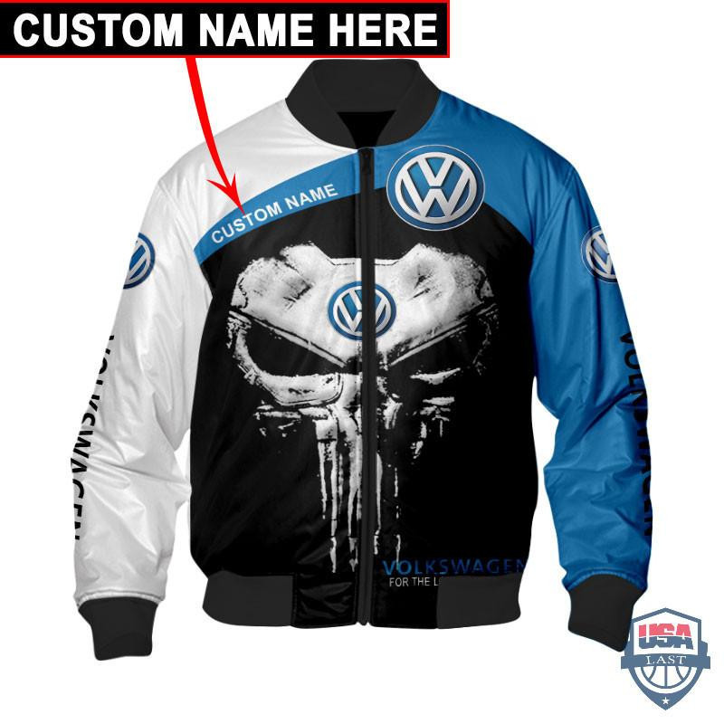 Personalized Volkswagen Punisher Skull Bomber Jacket | Automotive Jacket for Men & Women | Car Fan Gift