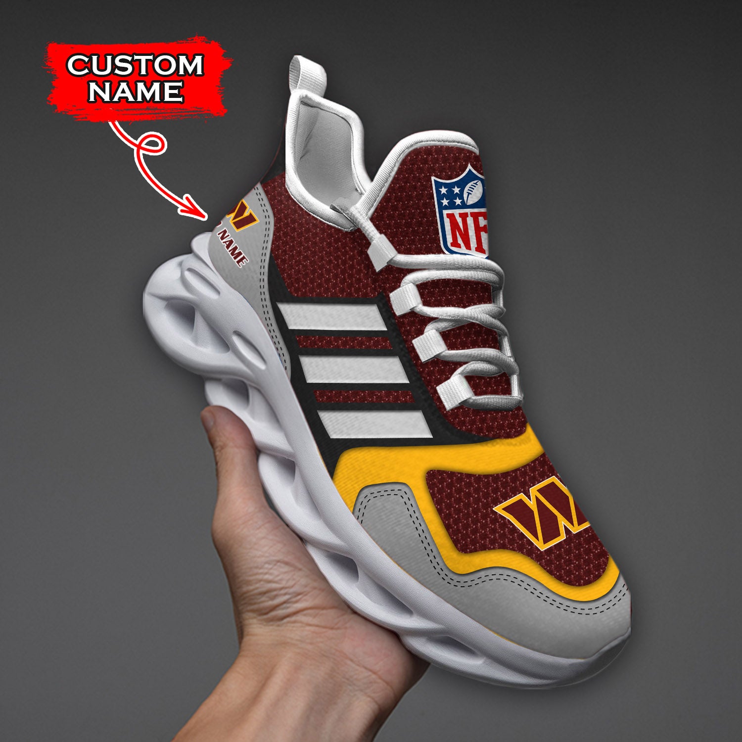 Personalized Washington Commanders NFL Max Soul ShoesSneakers for Men And Women – NFL Football Fan Shoes, Team Sneakers