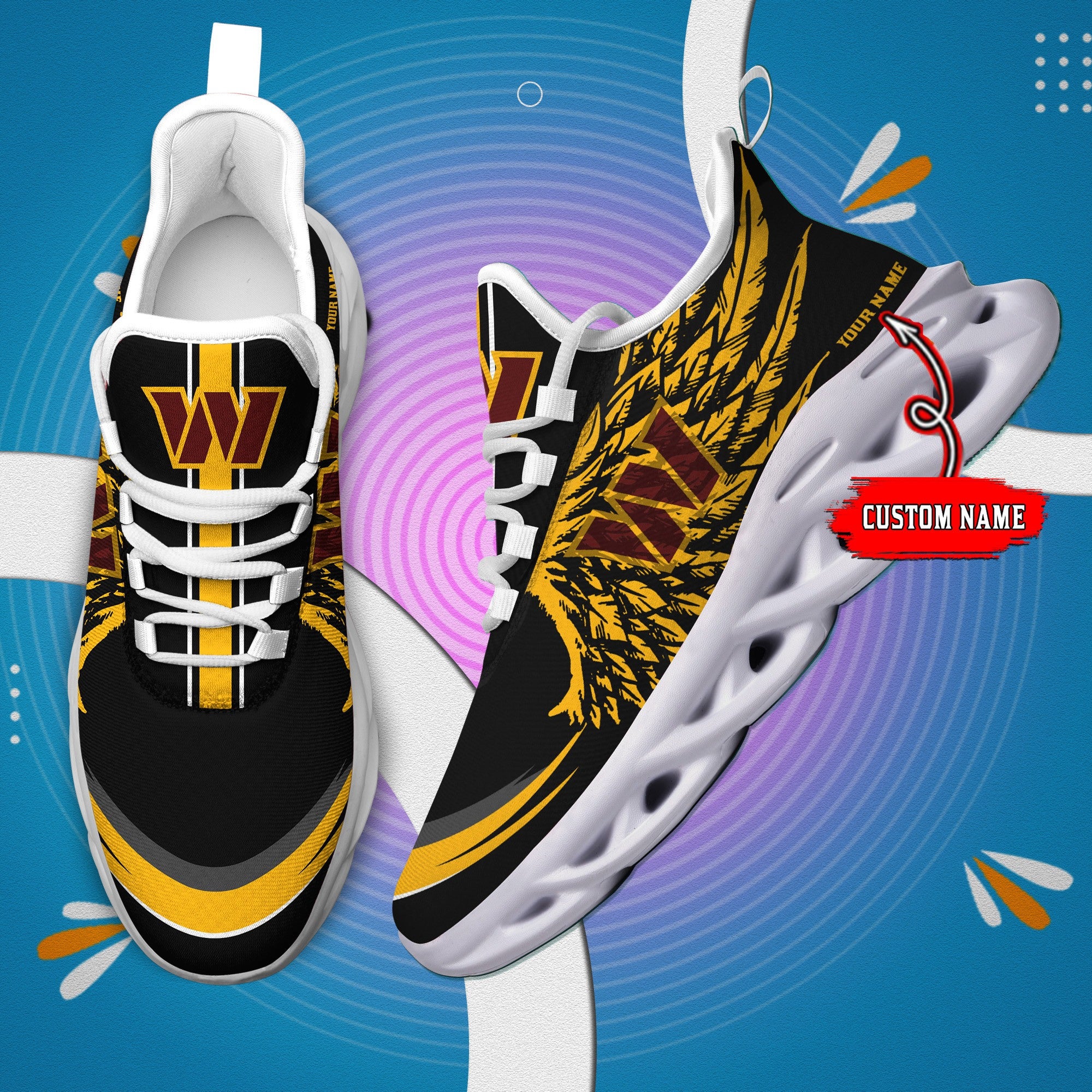 Personalized Washington Redskins NFL Max Soul Shoes Sneakers for Men And Women – NFL Football Fan Shoes, Team Sneakers