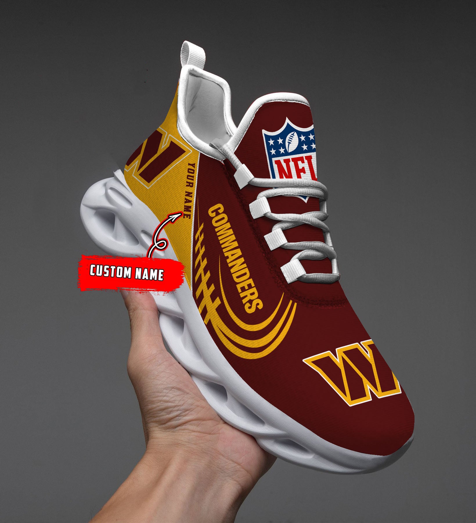 Personalized Washington Redskins NFL Max Soul Shoes Sneakers for Men And Women – NFL Football Fan Shoes, Team Sneakers