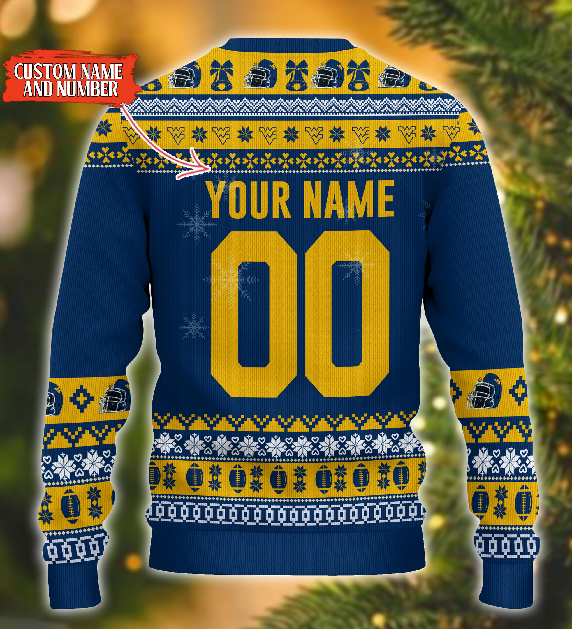 Personalized West Virginia Mountaineers Mickey Ugly Christmas Sweater, - Image 3