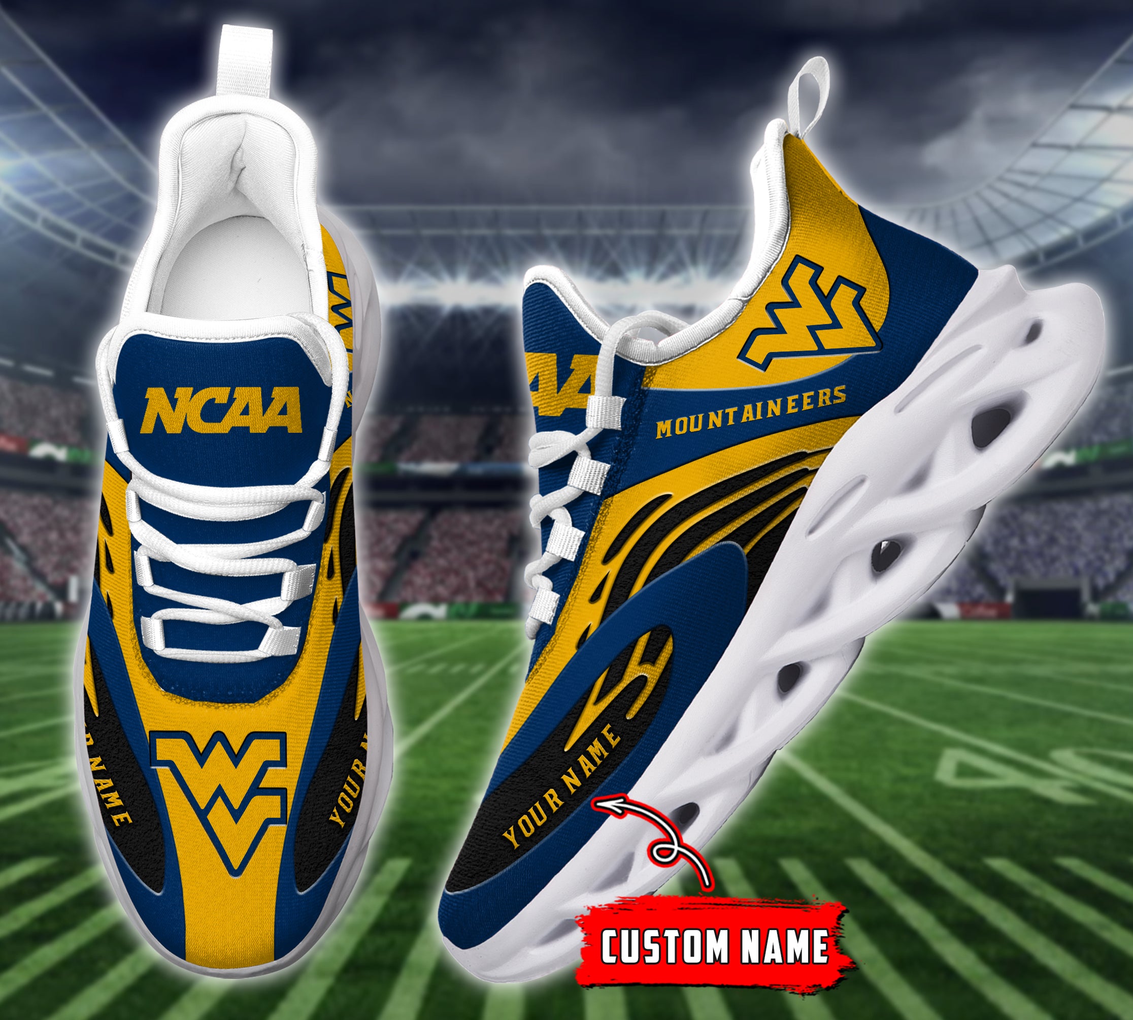Personalized West Virginia Mountaineers NCAA Max Soul Shoes Sneakers for Men And Women – NCAA Fan Shoes, Team Sneakers