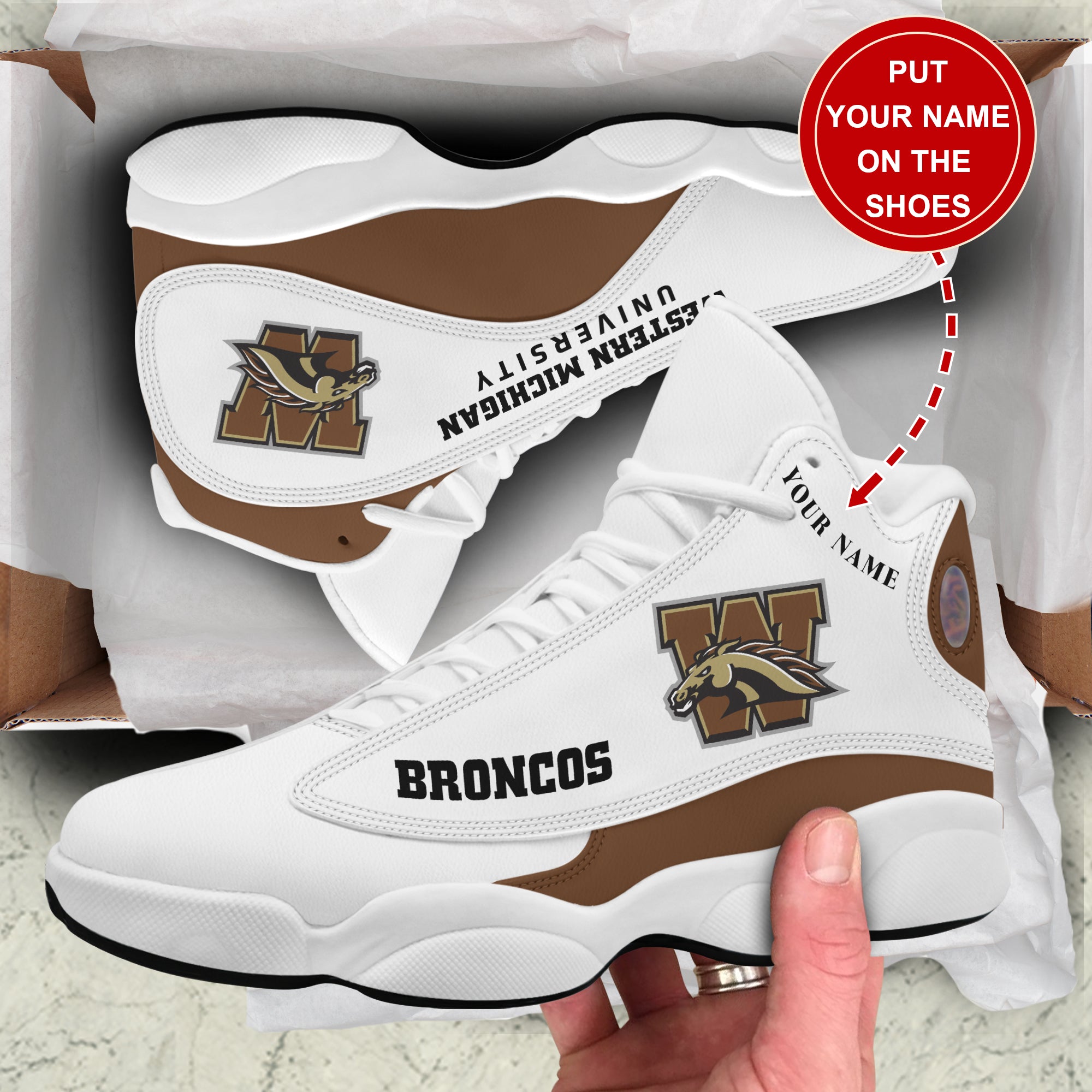 Personalized Western Michigan Broncos JD13 Sneakers Shoes for Men & Women | Custom Fan Gift
