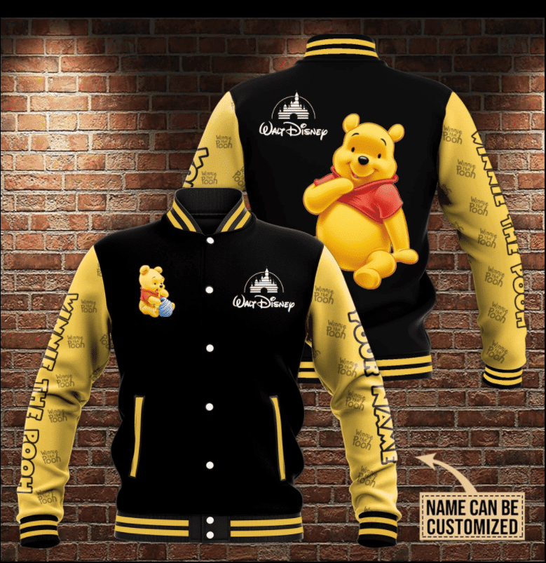 Personalized Winnie the Pooh Baseball Jacket for Men & Women | Cartoon Fan Gift