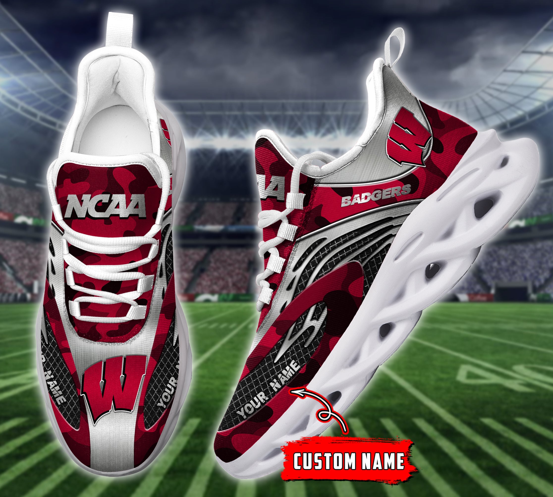 Personalized Wisconsin Badgers NCAA Max Soul Shoes Sneakers for Men And Women – NCAA Fan Shoes, Team Sneakers