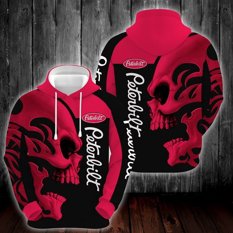 Peterbilt Motors Company Skull Black Red 3D All Over Print Hoodie & Zip Hoodie