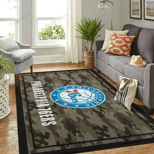 Philadelphia 76ers Camouflage 3D Rectangle Area Rug – Full Print Carpet For Living Room & Bedroom Home Decor