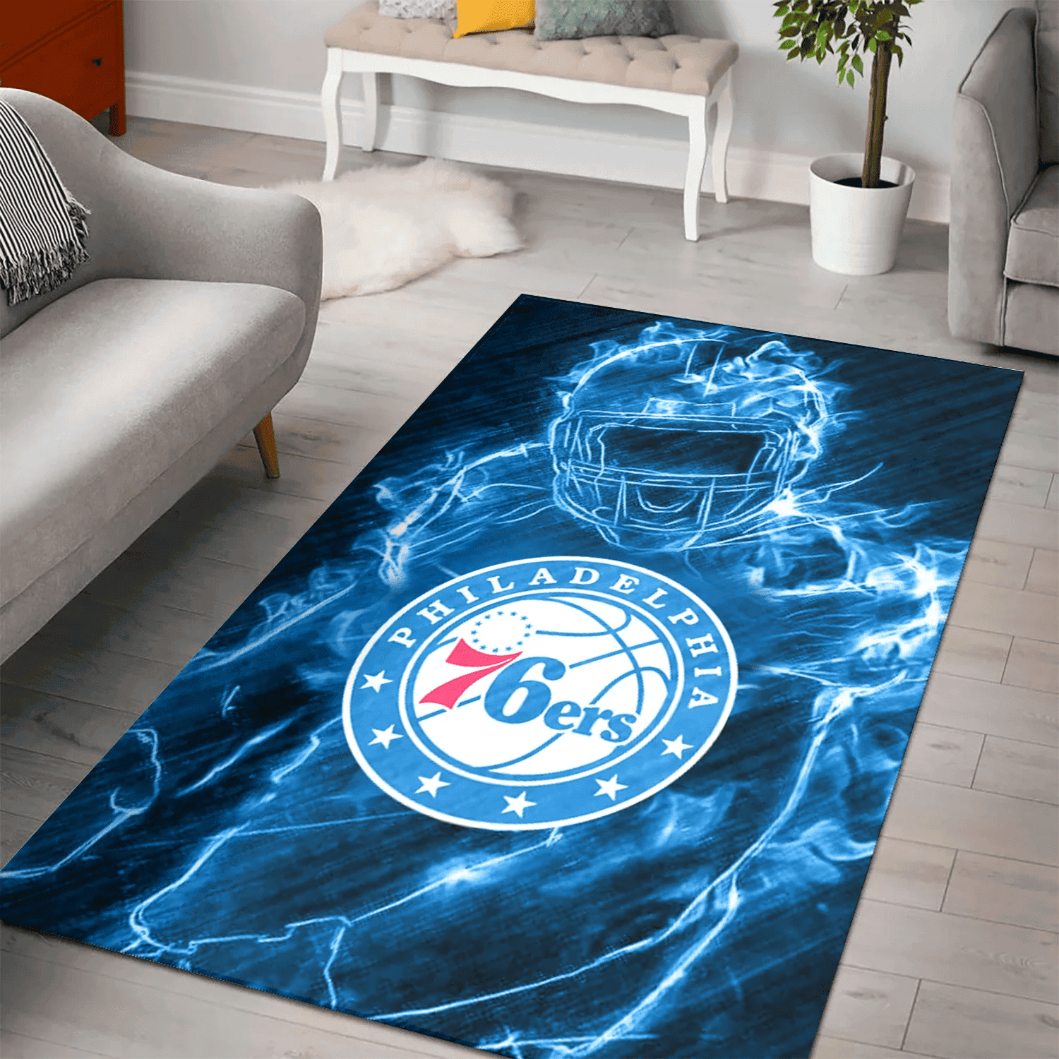 Philadelphia 76ers Legend 3D Full Print Rectangle Area Rug – Full Print Carpet For Living Room & Bedroom Home Decor