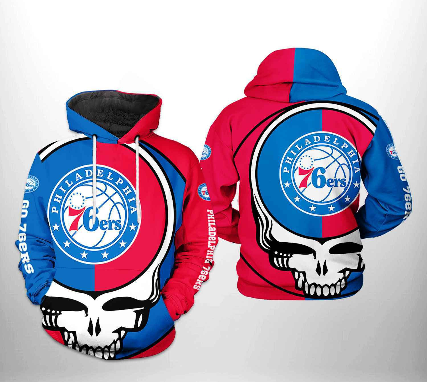 Philadelphia 76ers NBA Grateful Dead 3D All Over Print Hoodie & Zip Hoodie