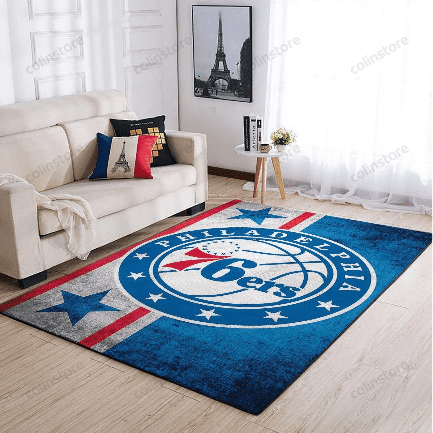 Philadelphia 76ers Team Logo 3D Rectangle Area Rug – Full Print Carpet For Living Room & Bedroom Home Decor