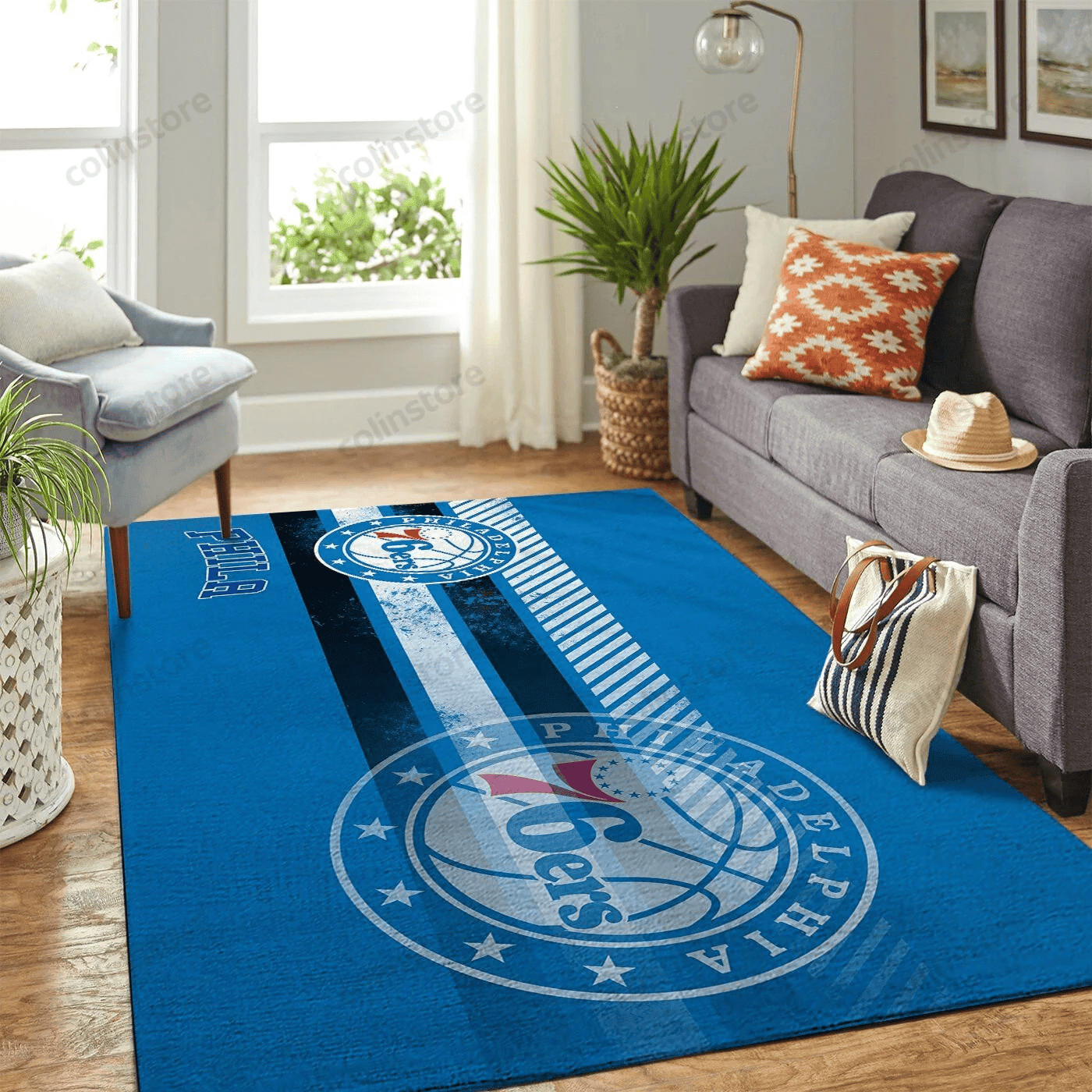 Philadelphia 76ers Team Logo Nice Gift 3D Rectangle Area Rug – Full Print Carpet For Living Room & Bedroom Home Decor