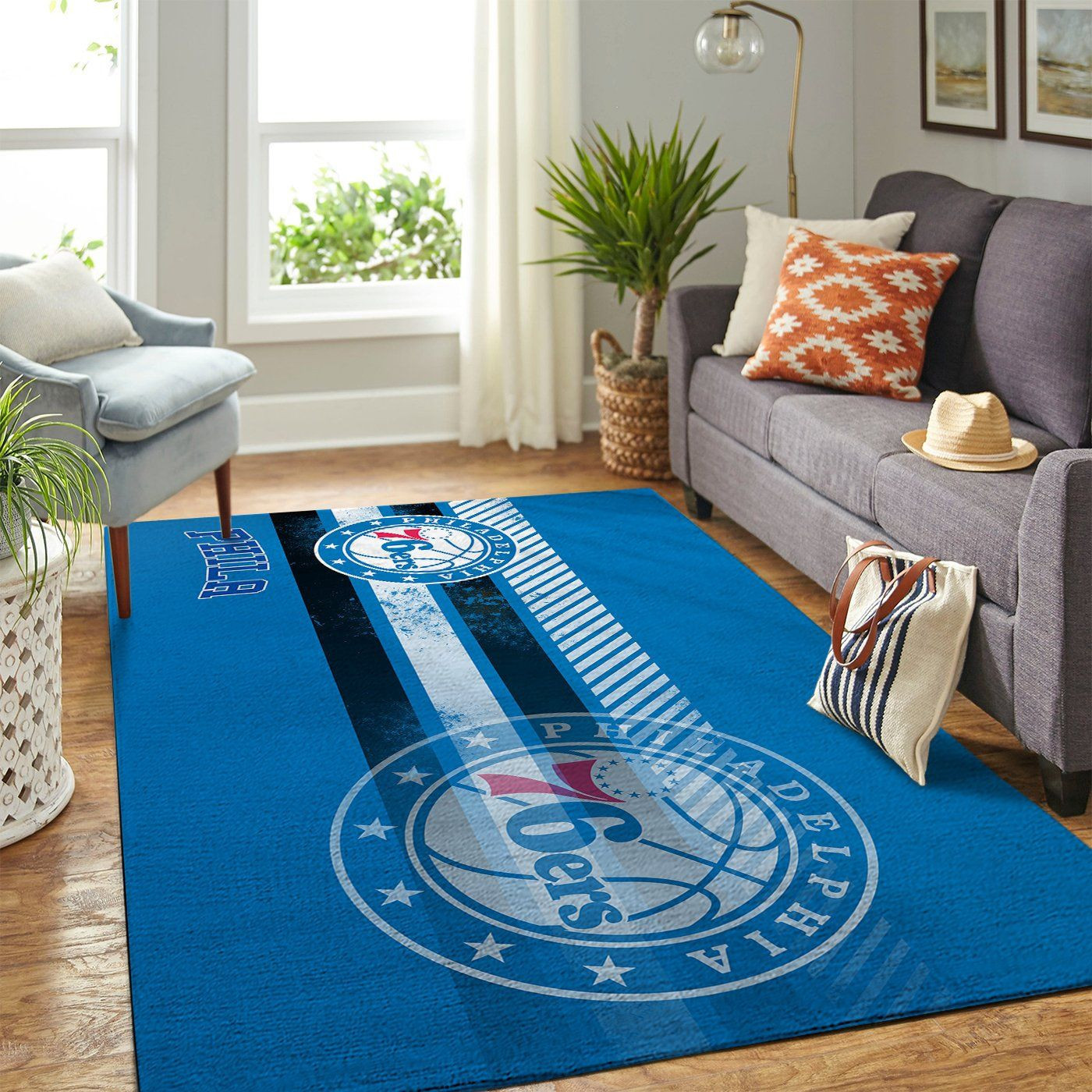 Philadelphia 76ers Team Logo Nice Gift Rectangle Area Rug – Full Print Carpet For Living Room & Bedroom Home Decor