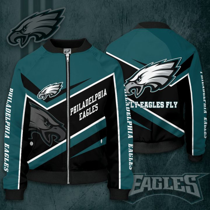 Philadelphia Eagles Black Green Bomber Jacket | NFL Team Jacket for Men & Women | Football Fan Gift