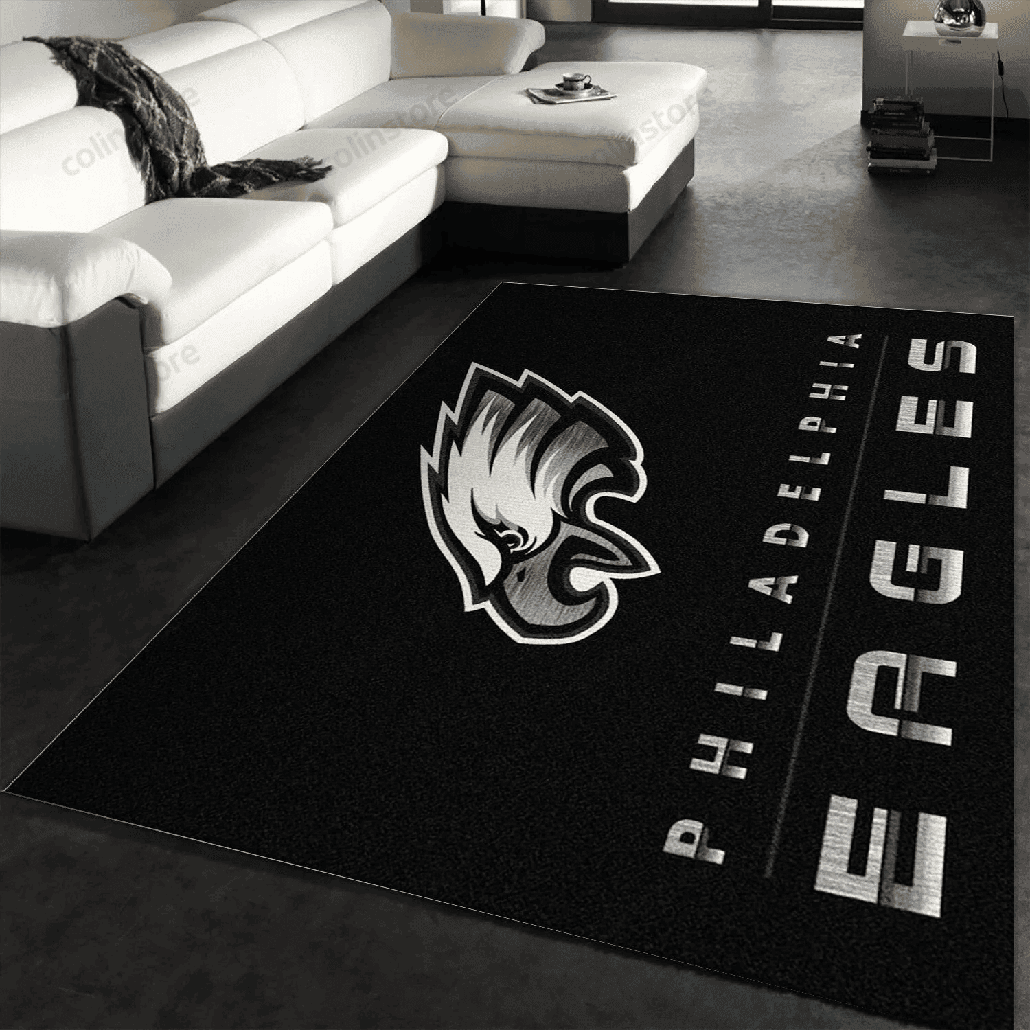 Philadelphia Eagles Imperial Chrome Rug Rectangle Area Rug – Full Print Carpet For Living Room & Bedroom Home Decor