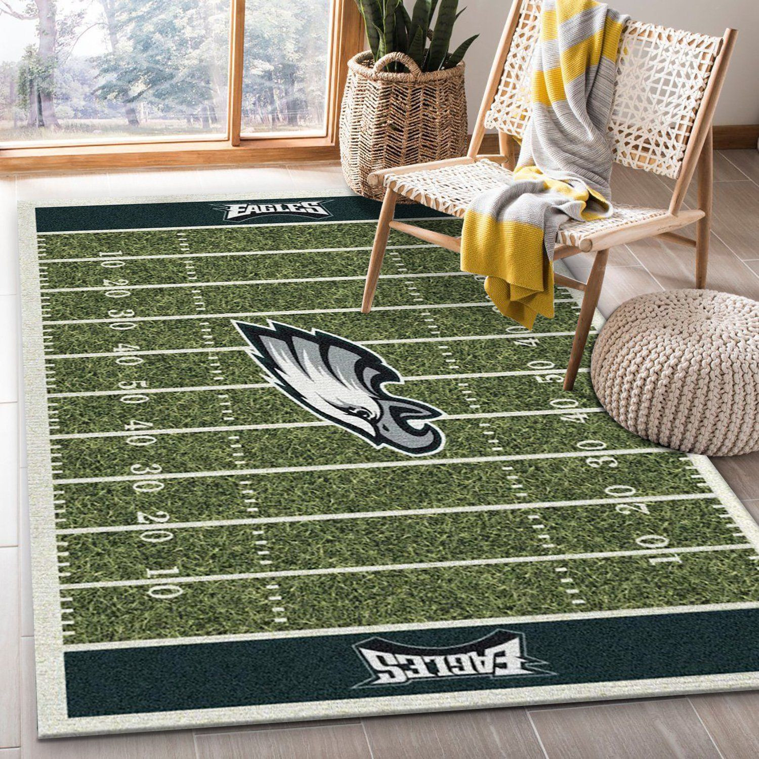 Philadelphia Eagles Imperial Homefield Rug Rectangle Area Rug – Full Print Carpet For Living Room & Bedroom Home Decor