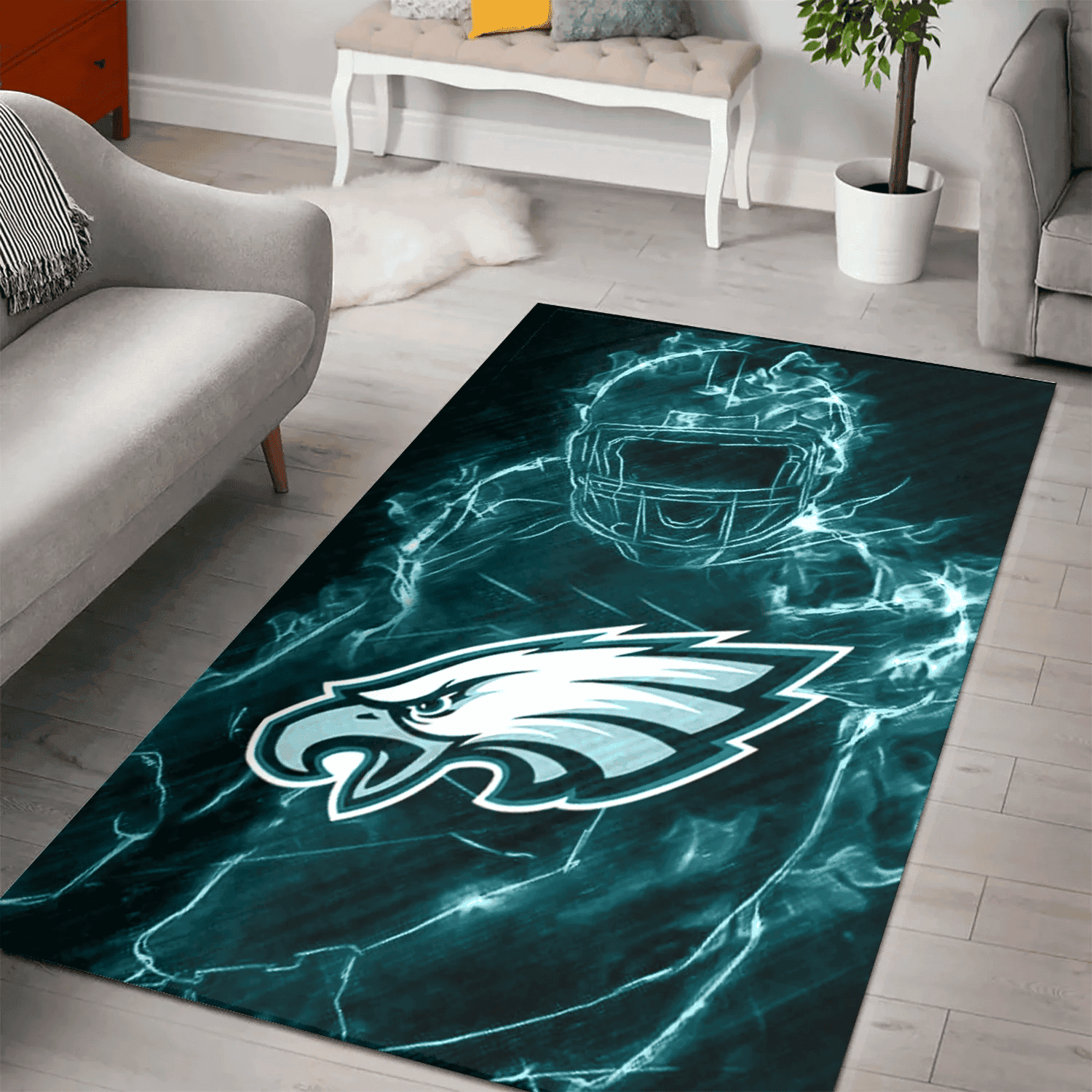 Philadelphia Eagles Legend 3D Full Print Rectangle Area Rug – Full Print Carpet For Living Room & Bedroom Home Decor