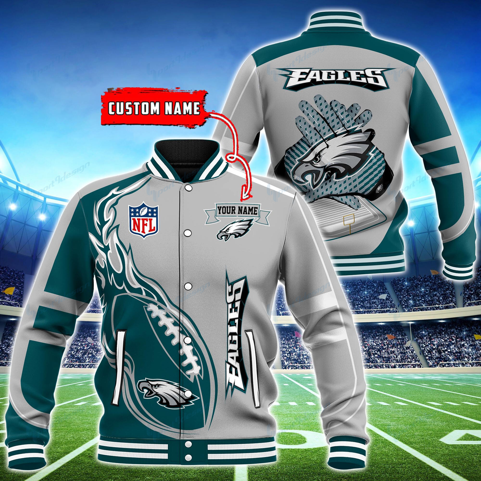 Philadelphia Eagles Personalized Baseball Jacket for Men & Women | NFL Team Fan Gift
