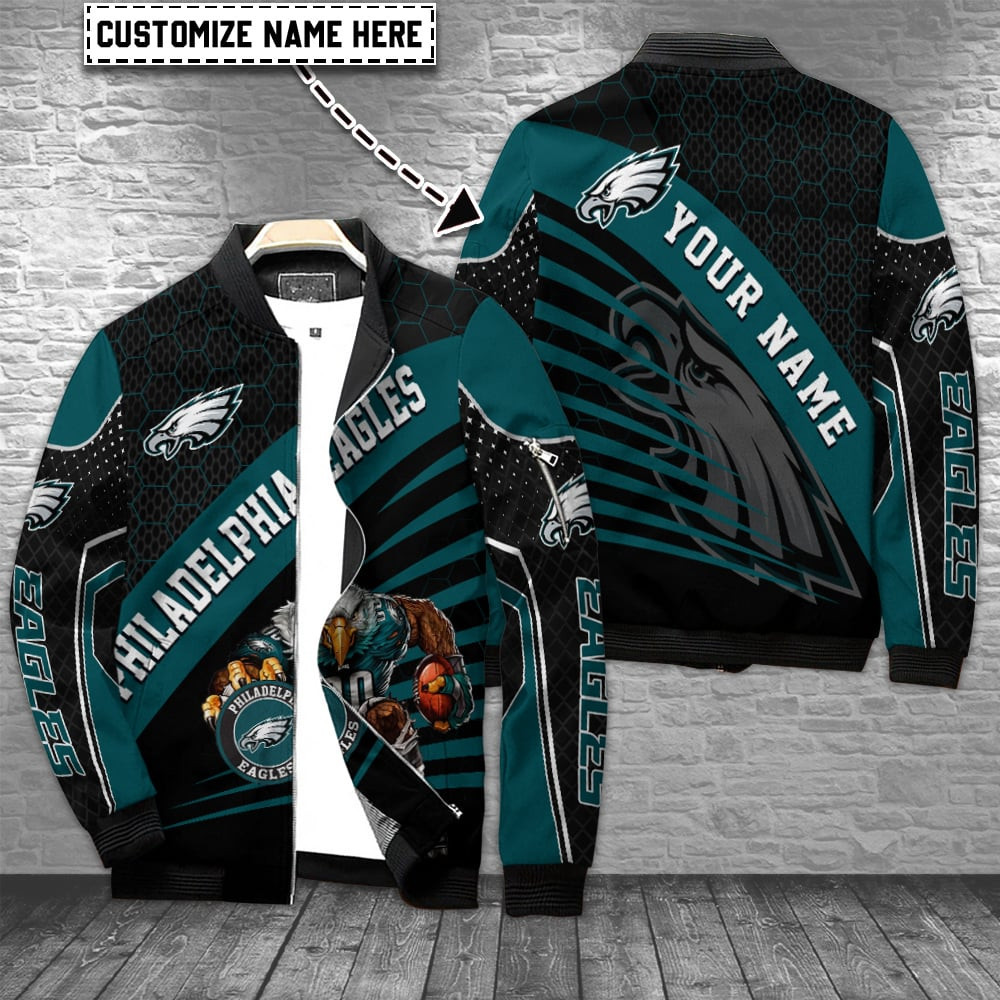 Philadelphia Eagles Personalized Bomber Jacket | NFL Team Jacket for Men & Women | Football Fan Gift