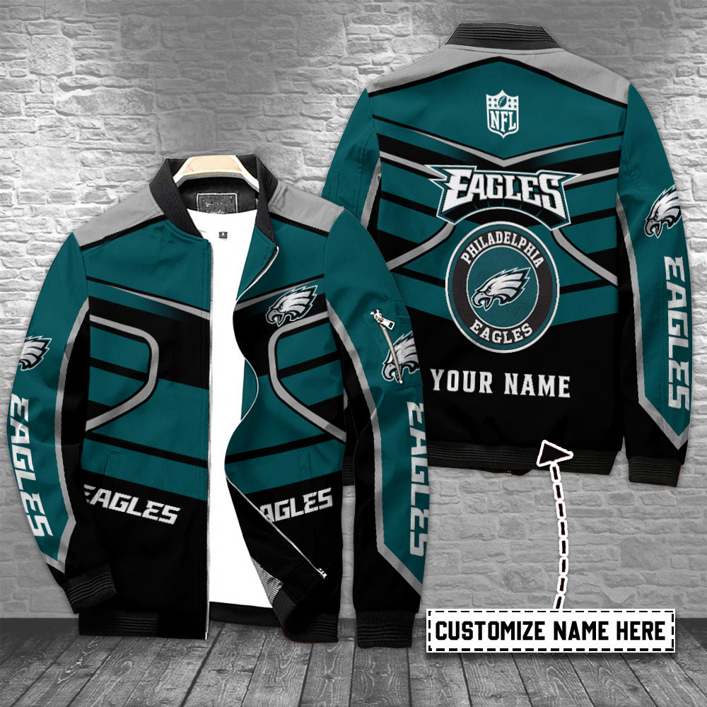 Philadelphia Eagles Personalized Bomber Jacket | NFL Team Jacket for Men & Women | Football Fan Gift
