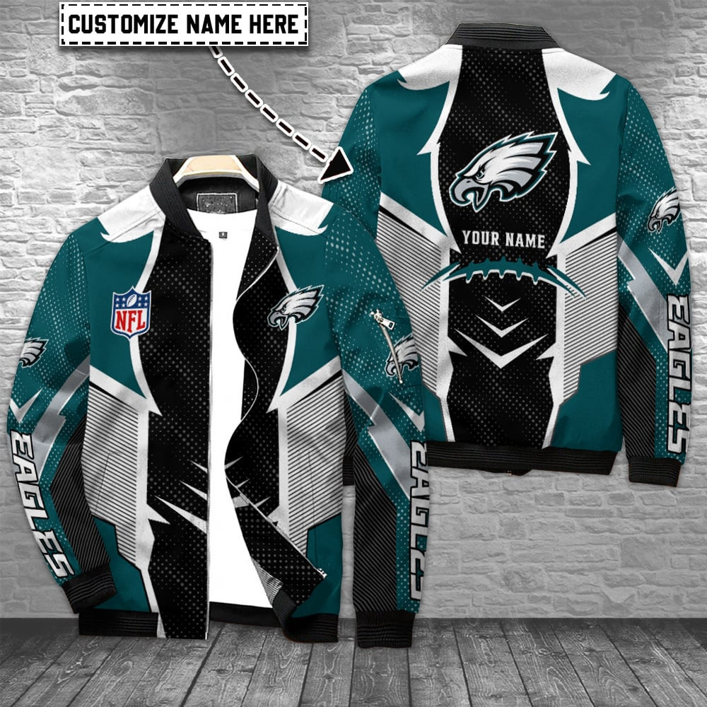 Philadelphia Eagles Personalized Bomber Jacket | NFL Team Jacket for Men & Women | Football Fan Gift