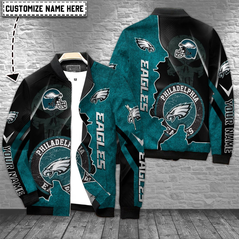 Philadelphia Eagles Personalized Bomber Jacket | NFL Team Jacket for Men & Women | Football Fan Gift