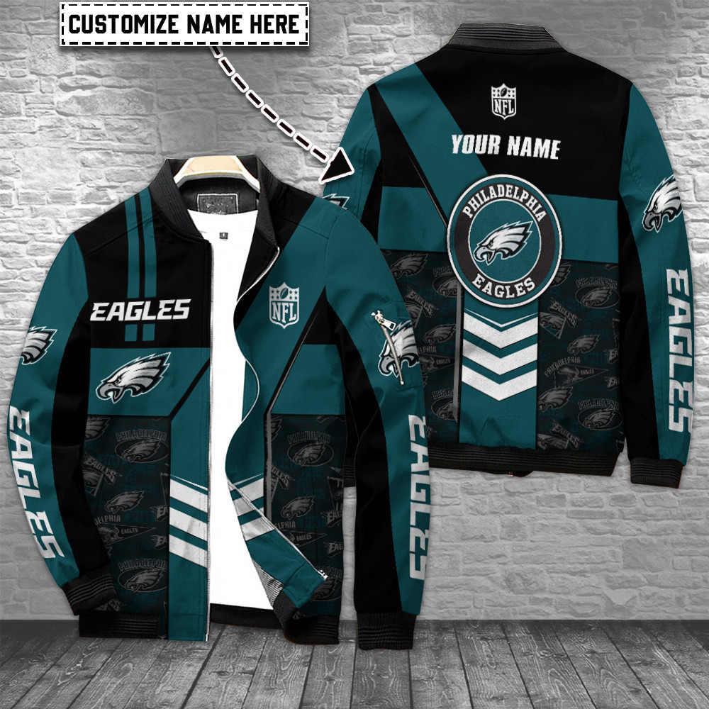 Philadelphia Eagles Personalized Bomber Jacket | NFL Team Jacket for Men & Women | Football Fan Gift