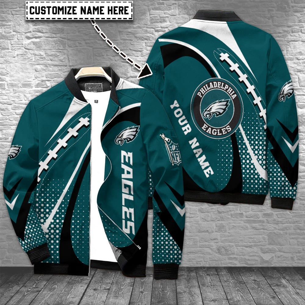 Philadelphia Eagles Personalized Bomber Jacket | NFL Team Jacket for Men & Women | Football Fan Gift