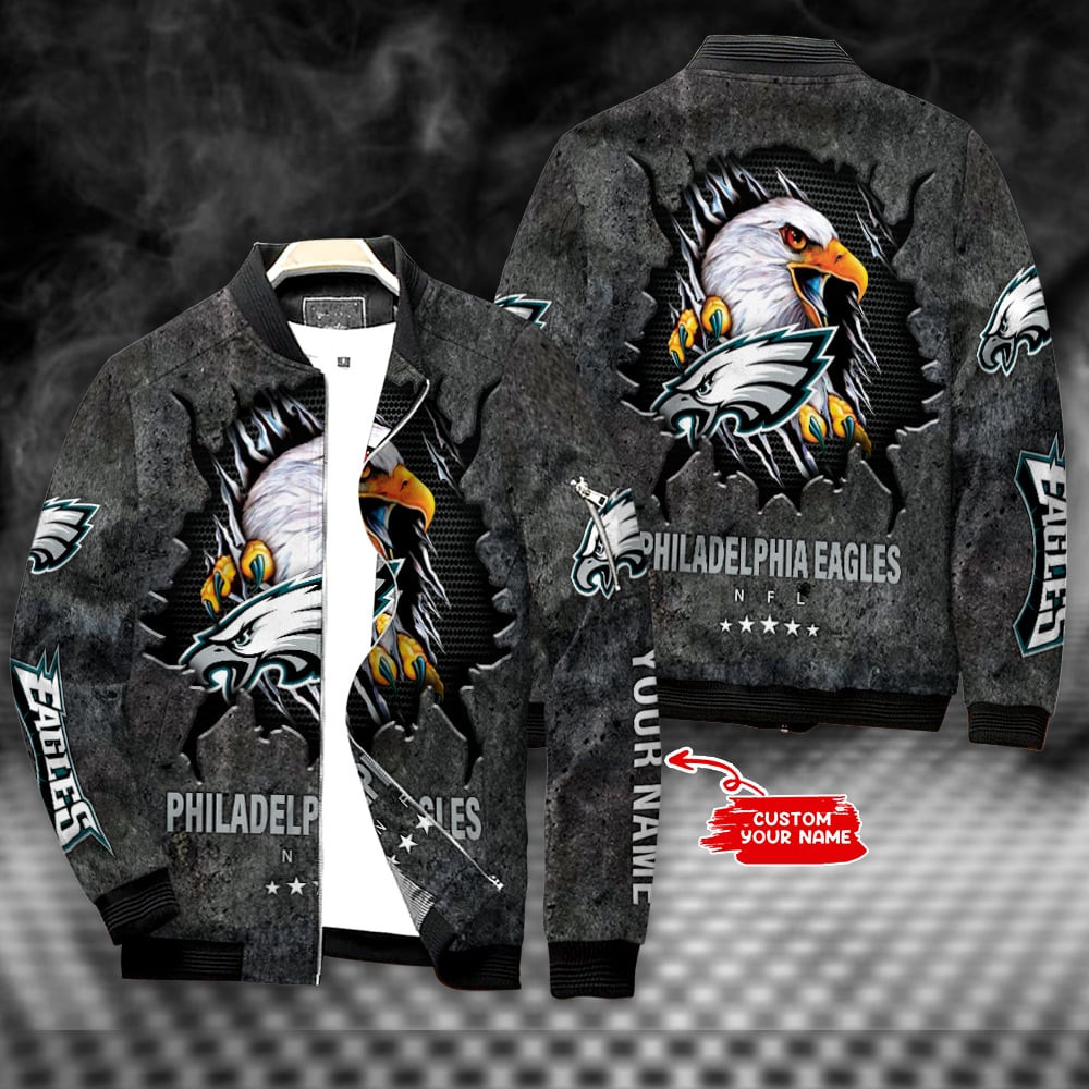 Philadelphia Eagles Personalized Bomber Jacket | NFL Team Jacket for Men & Women | Football Fan Gift