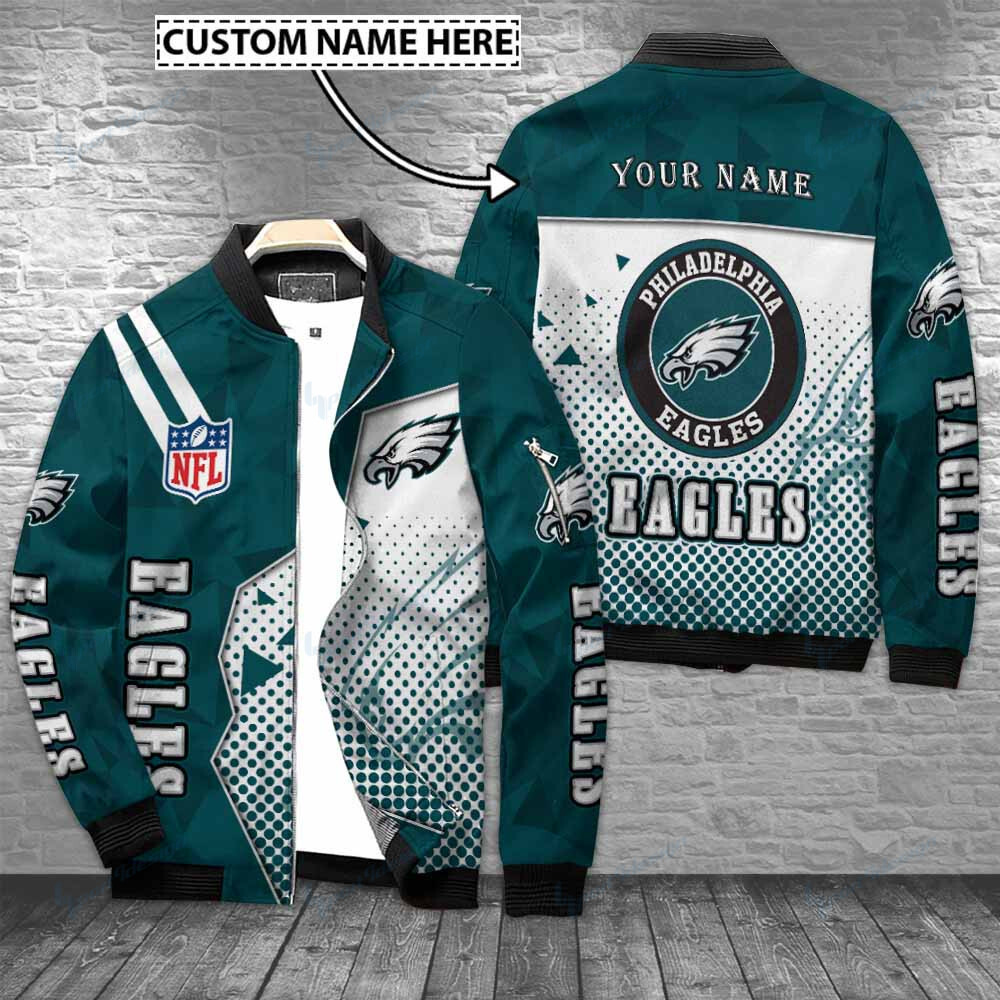 Philadelphia Eagles Personalized Bomber Jacket | NFL Team Jacket for Men & Women | Football Fan Gift