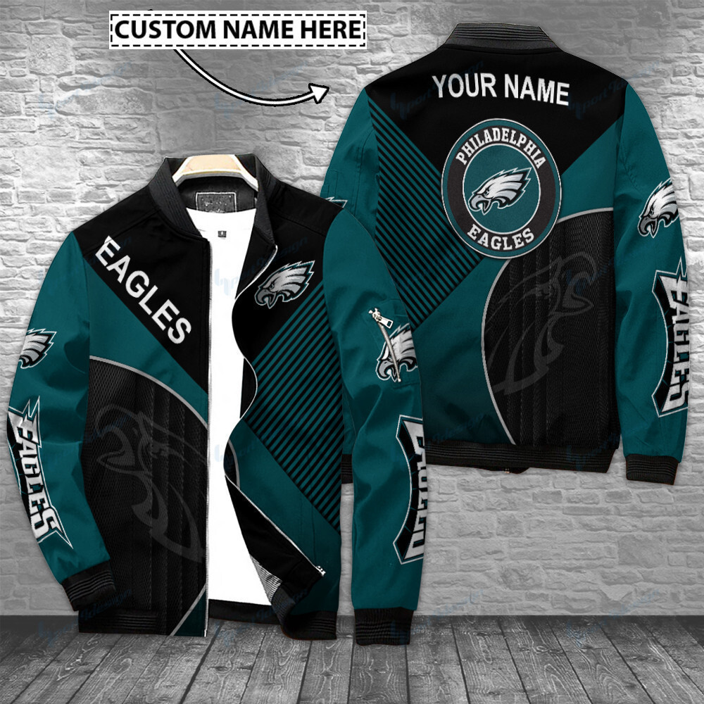 Philadelphia Eagles Personalized Bomber Jacket | NFL Team Jacket for Men & Women | Football Fan Gift