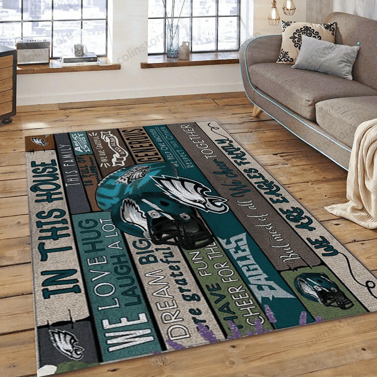 Philadelphia Eagles Rectangle Area Rug – Full Print Carpet For Living Room & Bedroom Home Decor