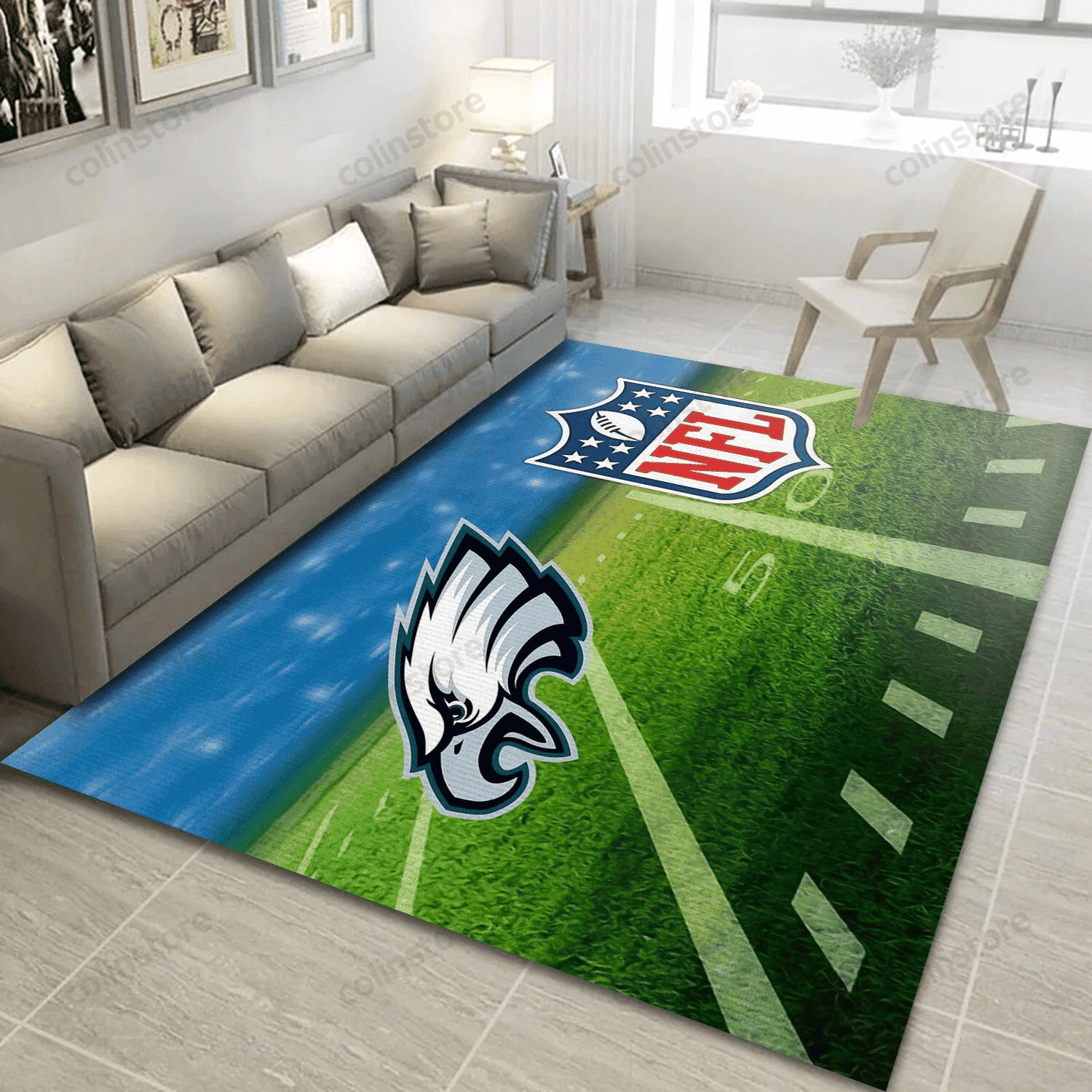 Philadelphia Eagles Rectangle Area Rug – Full Print Carpet For Living Room & Bedroom Home Decor