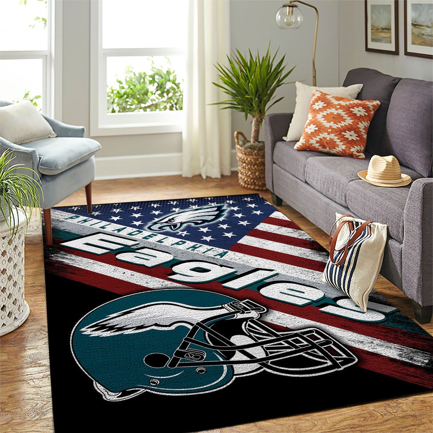 Philadelphia Eagles Team Logo American Rectangle Area Rug – Full Print Carpet For Living Room & Bedroom Home Decor