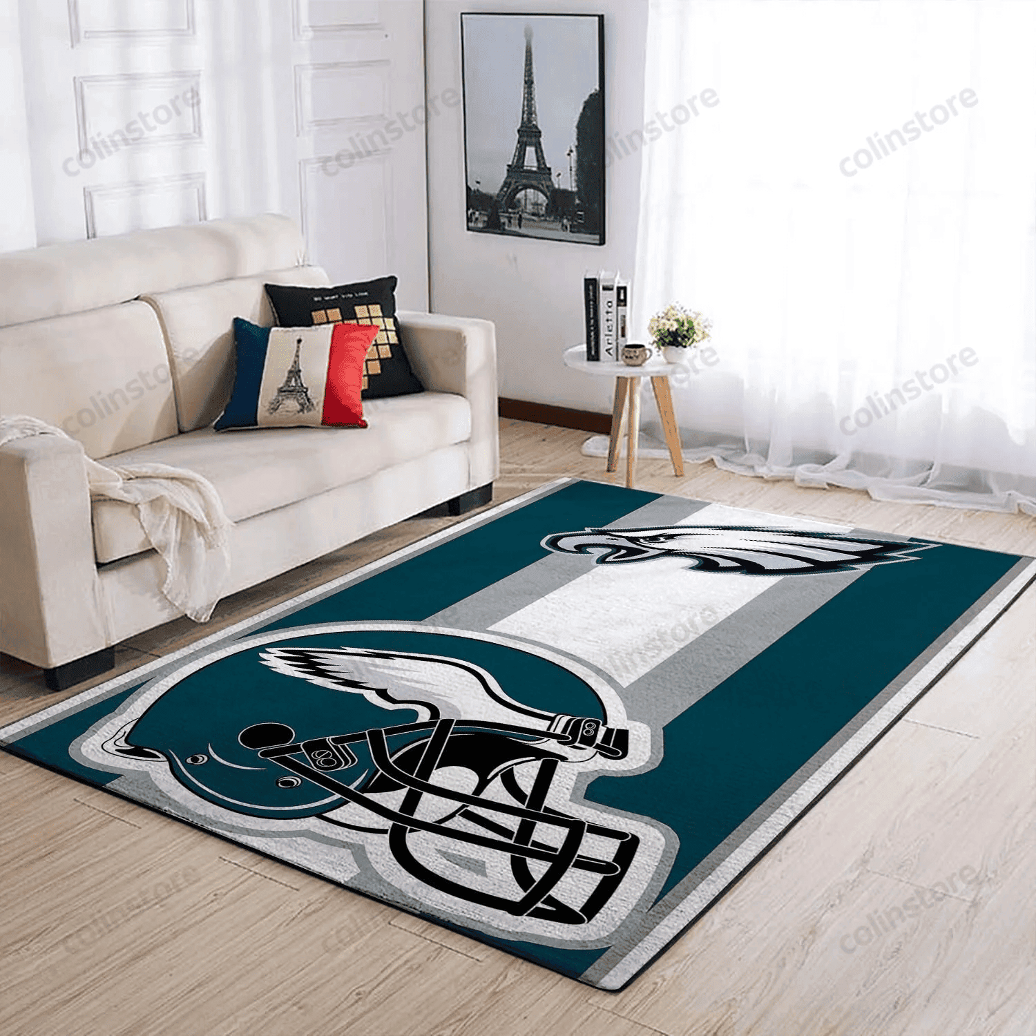 Philadelphia Eagles Team Logo Rectangle Area Rug – Full Print Carpet For Living Room & Bedroom Home Decor