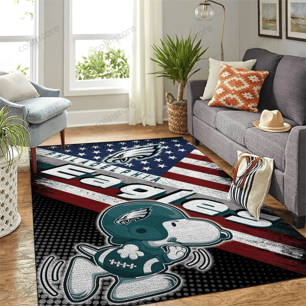 Philadelphia Eagles Team Logo Rectangle Area Rug – Full Print Carpet For Living Room & Bedroom Home Decor