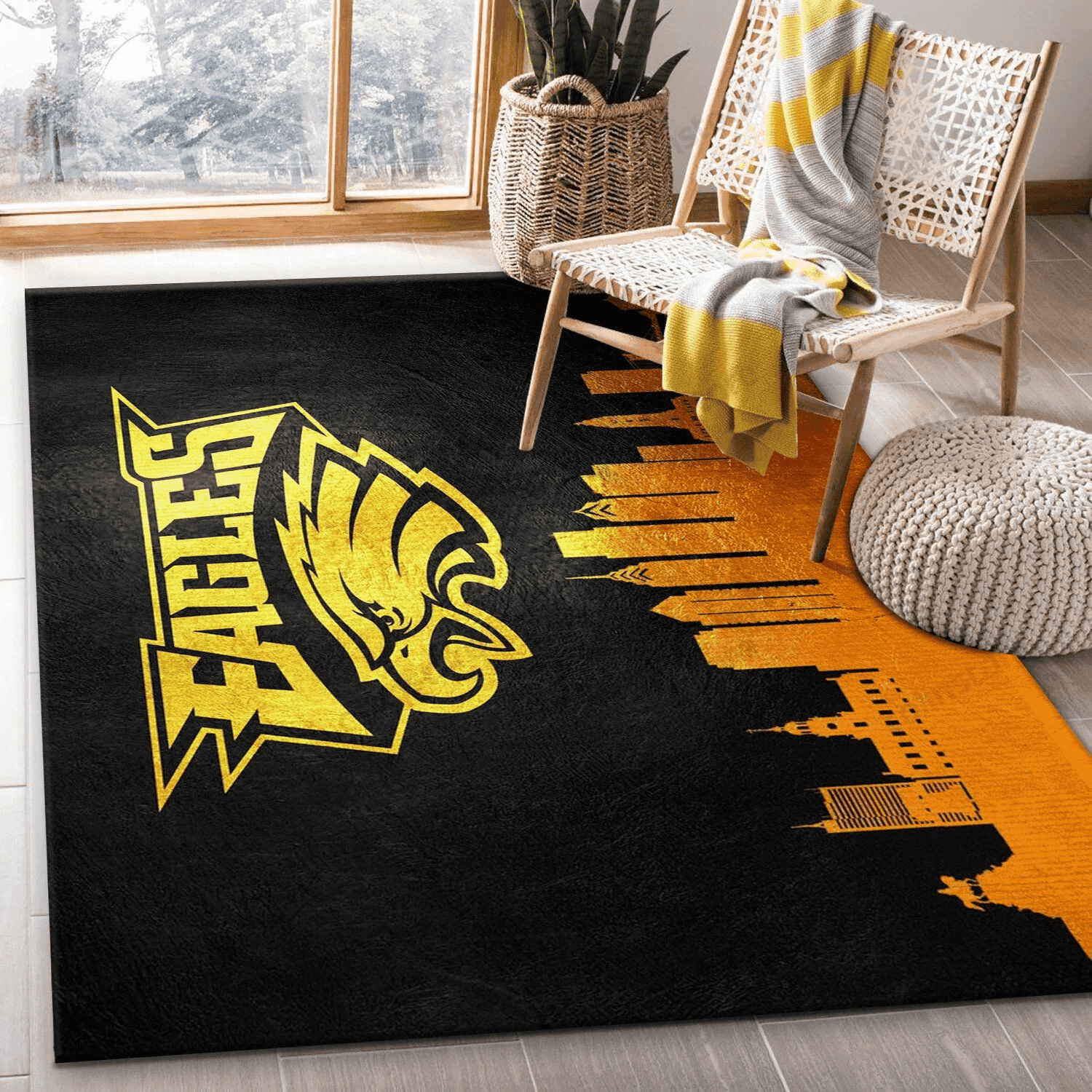 Philadelphia Eagles Team Logos Rectangle Area Rug – Full Print Carpet For Living Room & Bedroom Home Decor