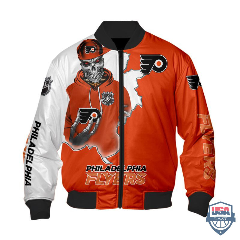 Philadelphia Flyers Death Skull Bomber Jacket | NHL Team Jacket for Men & Women | Hockey Fan Gift